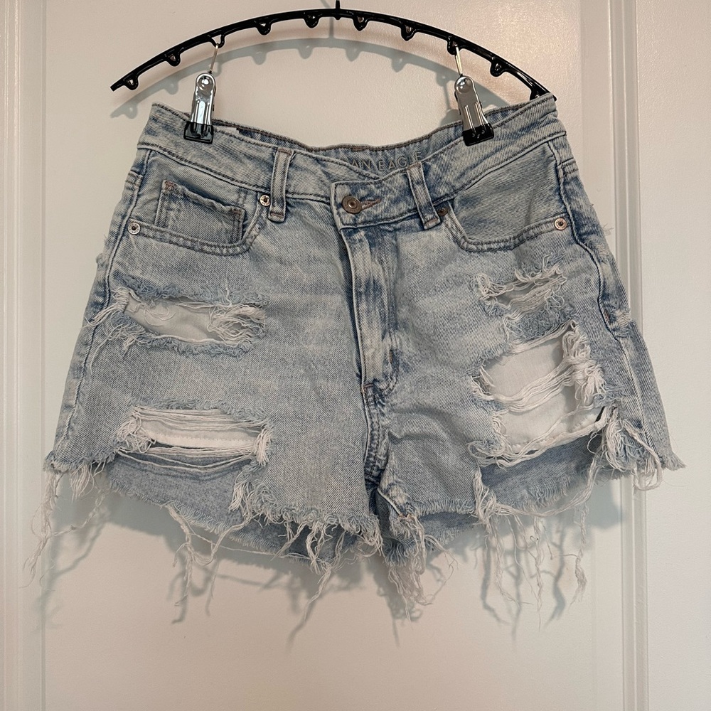 American Eagle Outfitters Light Blue Distressed Jean Shorts